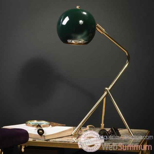 Lampe de bureau tubulaire laiton abj rond vert Objet de Curiosité -LU157